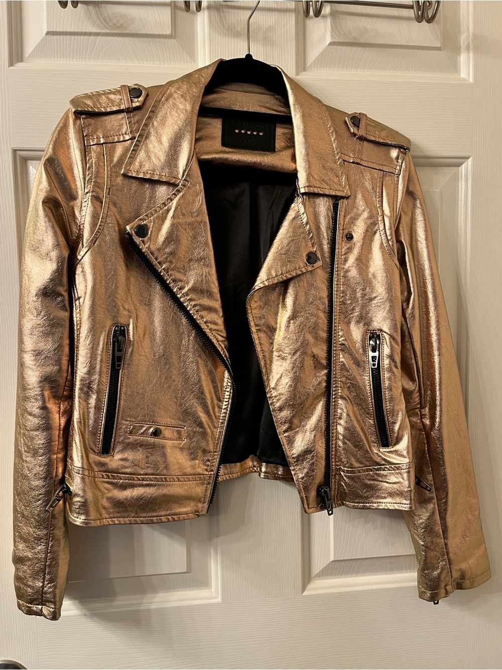 Blank NYC Metallic Gold faux Leather Moto Jacket